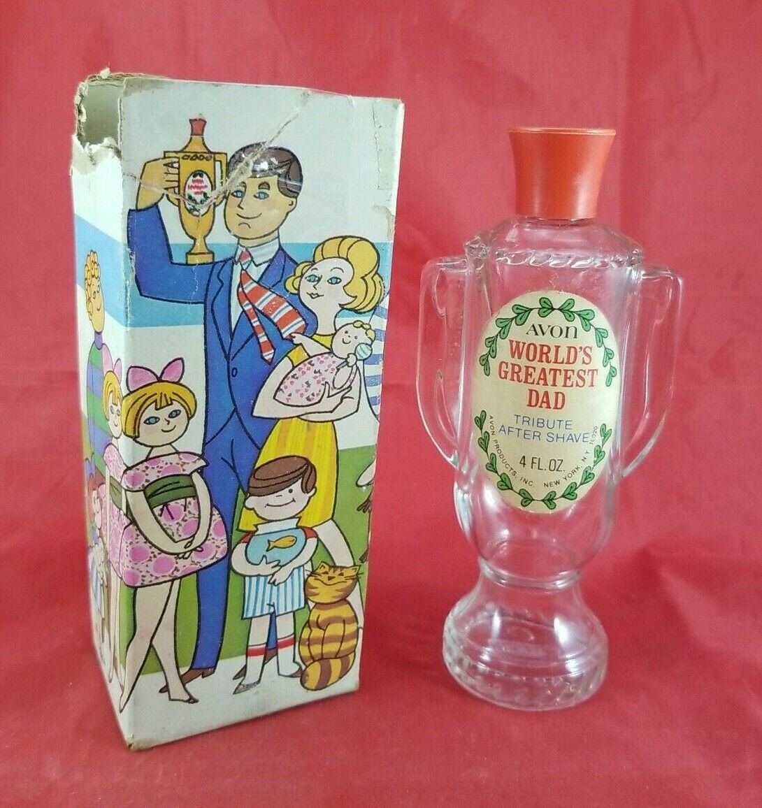 Avon World's Greatest Dad Tribute After Shave Trophy Bottle Empty With Box