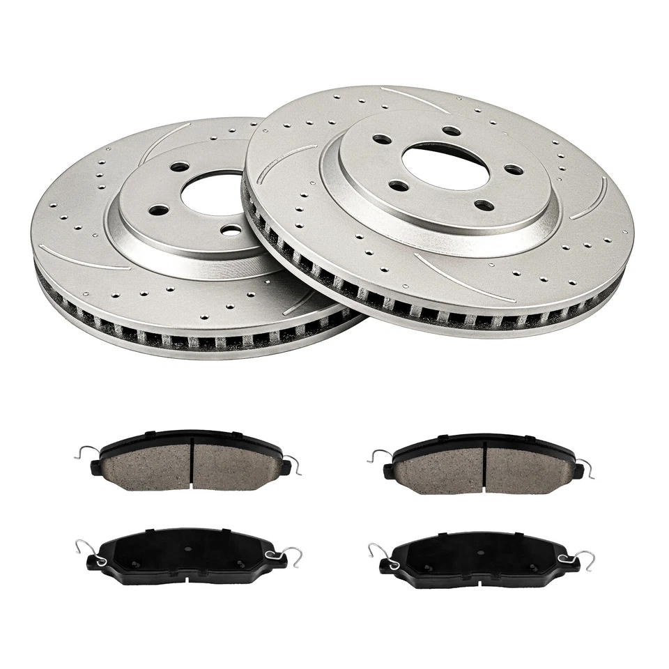 Rotores de disco perforados delanteros + pastillas de freno para Ford Mustang 05-2010 54134 D1081 Foto 2 de 4