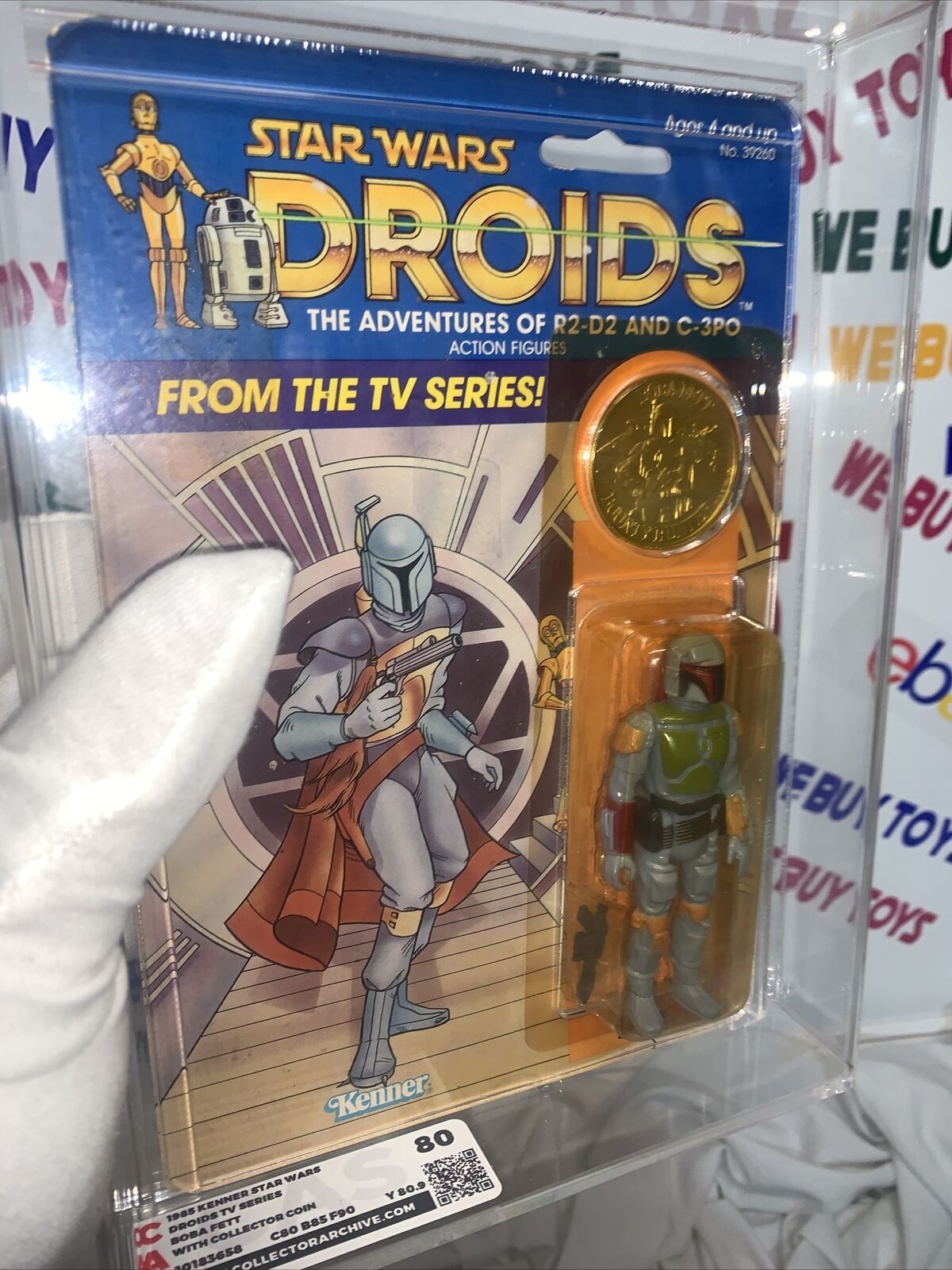 VINTAGE KENNER STAR WARS 1985 DROIDS BOBA FETT MOC CAS 80/85/90