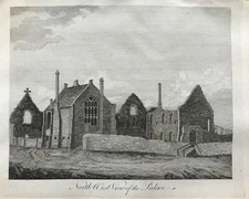 1801 Antique Print; Southwell, Archbishop's Palace, Nottinghamshire 