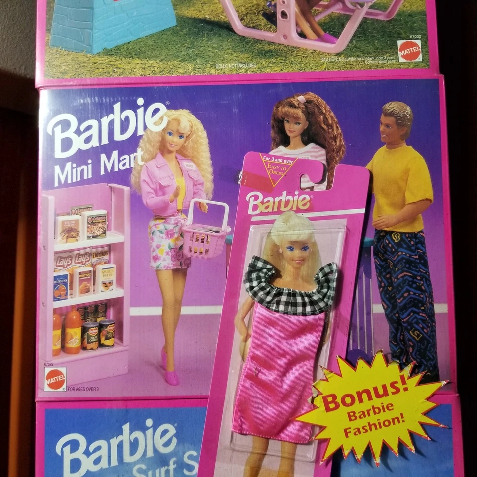 RARE 3 Pack Vintage 1996 Barbie  Surf Set  Mini Mart Picnic Set Factory SEALED - Image 2 of 4
