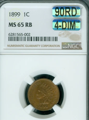 1899 INDIAN CENT NGC NGC MS65 RB MAC 90RD 4DIM OR 4 DIAMONDS 1ST STRIKE *