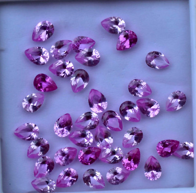 37 Pcs Natural Mogok Pink Ruby AGL Certified 7 x 4 mm Pear Shape Loose Gemstone