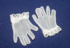 For Cissy: NEW Sheer WHITE Wristlet Gloves w/ Lace Trim for Vintage Cissy Dolls