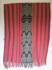 Ikat Hand Woven Nature Dye Weaving Shawl Blanket Clan Motif West Timor Indonesia