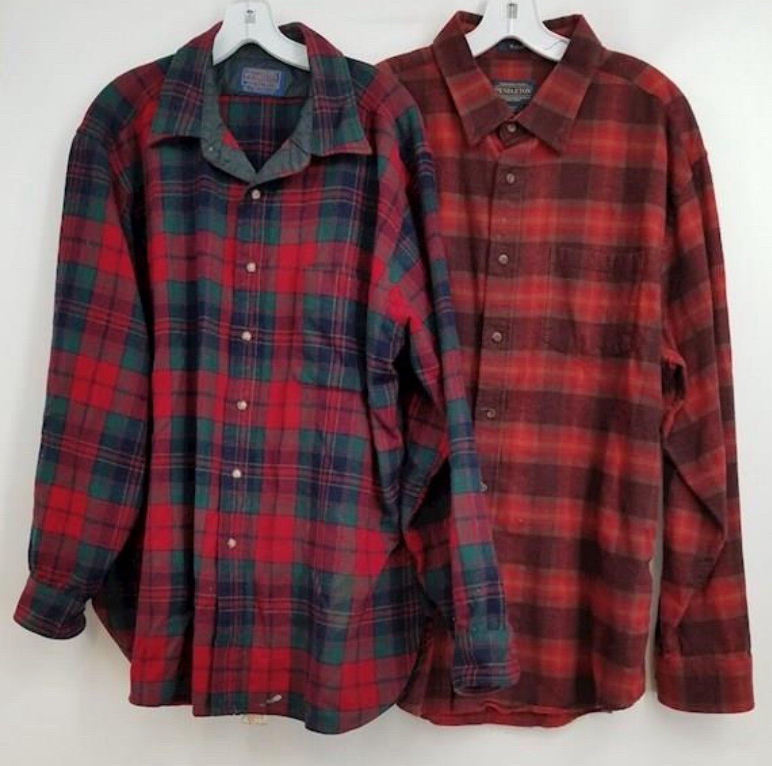 Set of Two Pendleton Plaid Wool Flannel Button Lo… - image 1