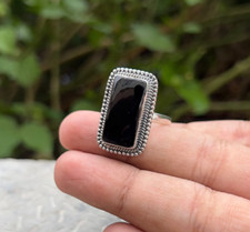 Black Onyx Gemstone Ring Solid 925 Silver Handmade Sterling Ring All Size SR543