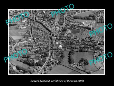 OLD LARGE HISTORIC PHOTO OF LANARK SCOTLAND AERIAL VIEW OF THE TOWN c1950 3