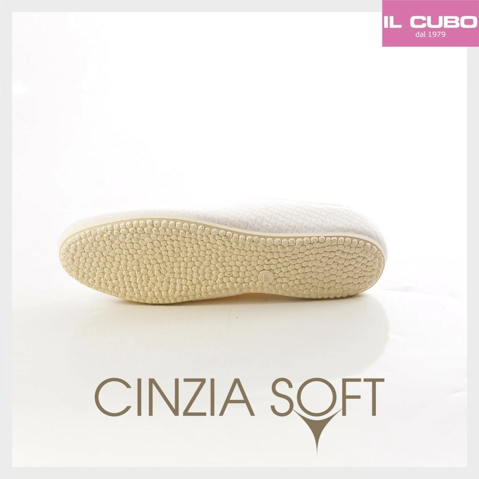 PANTOFOLE DONNA SPOSA CINZIA SOFT 100 % COTONE COLORE PANNA ZEPPA 2 CM - Immagine 3 di 4