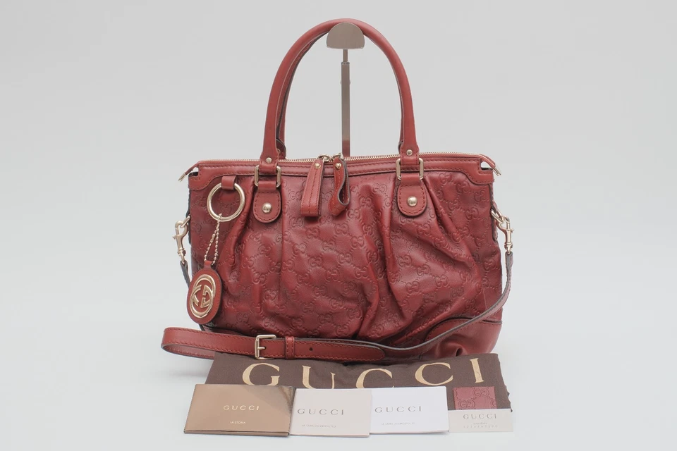 GUCCI Sukey Bolso de Mano de Hombro 2 Vías Guccissima Cuero Marrón Rojizo Auténtico Foto 3 de 4