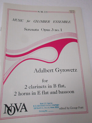 Adalbert Gyrowetz Serenata Opus 3 #1 for 2 Clarinets 2 Horns Bassoon Sheet Music