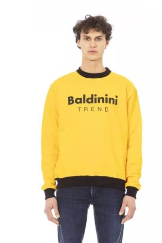 Baldinini Trend Éclatant Jaune Coton Capuche avec Logo Homme Accent Authentique - Photo 1/18