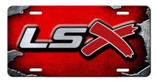 LSX LS X  Metal Vanity Aluminum License Plate Tag New Silver Gray Black Red