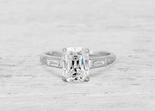 Vintage 2.09 Carat Cushion Cut White Cubic Zirconia Women's Wedding Silver Ring