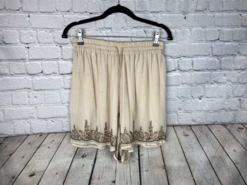 Anthropologie Maeve Pull On Elastic Waist Lined Beaded High Waisted Shorts XS