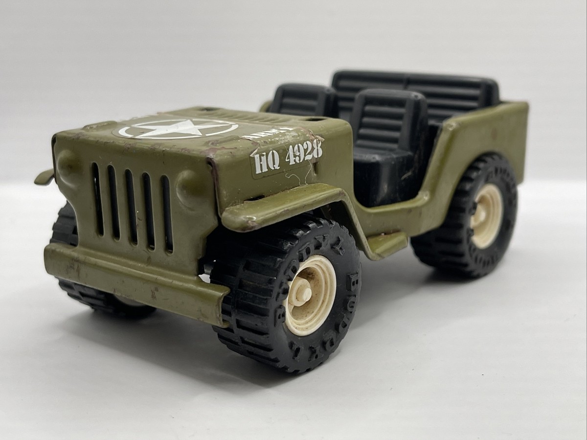 Vintage Buddy L Army Jeep HQ 4928 Metal Toy Made in Japan No