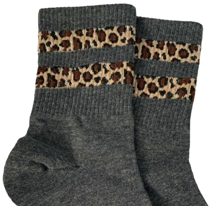 Calcetines Damas Leopardo Estampado Animal en Gris Mujer Mezcla Algodón Talla 4-7 Nuevos Foto 2 de 4