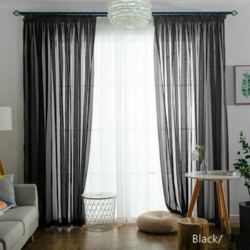 Sheer Tone Voile Curtain Panel Pelmet Net Tulle Fabric Multicolored Modern Decor - Picture 15 of 41
