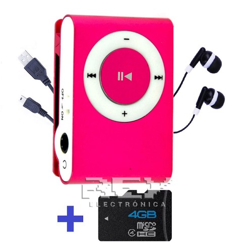 Reproductor MP3 CLIP Compatible con MicroSD de hasta 8 Gb. Color Rosa vr - Imagen 7 de 10