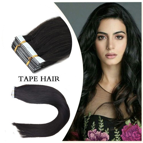 Premium Tape Ins Skin Wefts Seamless Real Remy Russian Human Hair Full Head 40pc - Picture 17 of 88