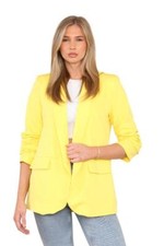 Ladies Ruched Sleeve Fully Lined Blazer Collared Casual Ladies Formal Jacket Top