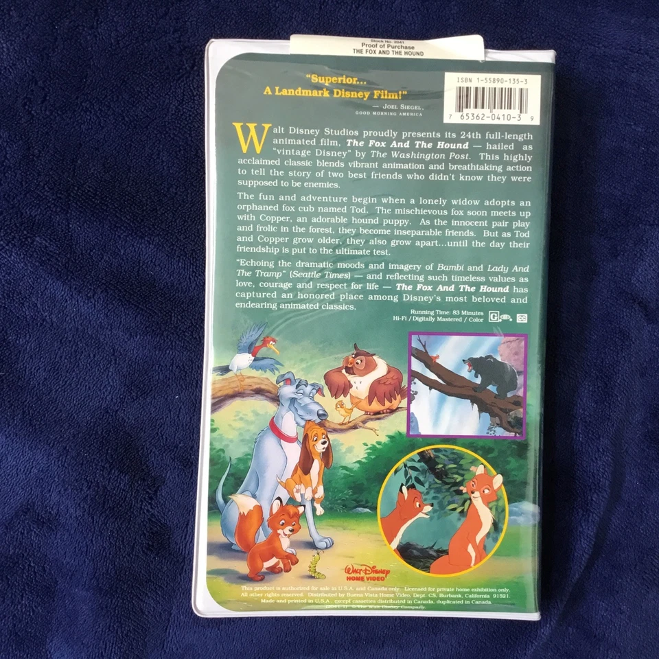 Disney The Classics Black Diamond The Fox and the Hound VHS NEW CONDITION - Image 2 of 4