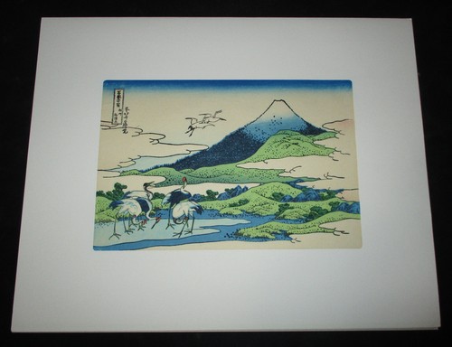 Hokusai  REPRO WOODBLOCK PRINT UMEZAZAWA VIEWS OF MT FUJI  Cranes - Picture 1 of 5