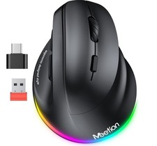 MEETION Ergonomic Mouse, Wireless Vertical Mouse RGB Backlit Rechargeable Mice f