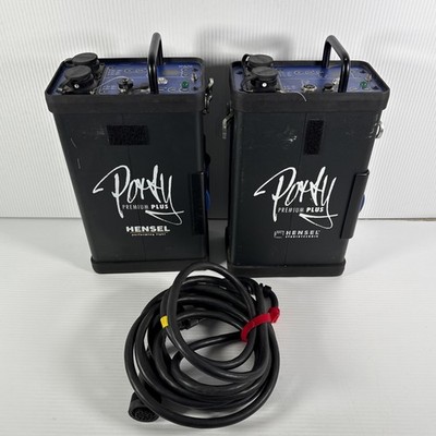 (2) Hensel Porty Premium 1200 Plus Studio Flash Battery Power Pack 12V 100W