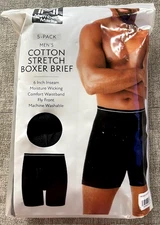 Member's Mark Men's 5-Pack Cotton Stretch Boxer Brief Size Med (Black)