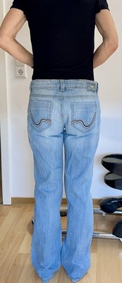 Esprit Damen Jeans Straight Blau helle Waschung Denim Five-Pocket Gr. M L32