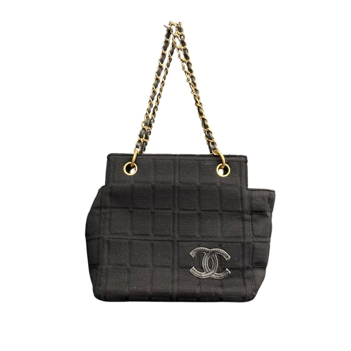 Vintage CHANEL Black Chocolate Bar Bag with Chain Strap
