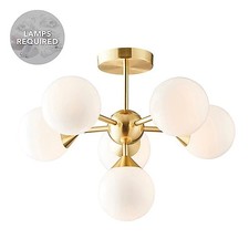 Luminosa Oscar Semi Flush Satin Brushed Gold Effect 6 Light - Ceiling light