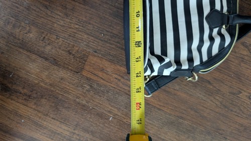 Betsey Johnson Black White Strip Large Lock Bow Purse Shoulder Bag - Picture 12 of 12