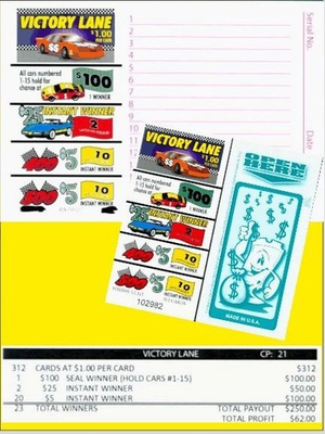 #ad VICTORY LANE 2 Collectible stock car racing themed break open tickets games $39.99