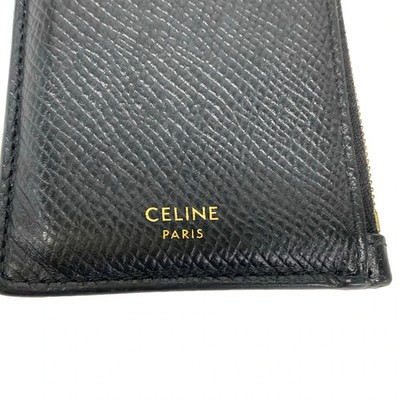 CELINE Compact Zipped Card Holder - Black Leather Coin Case | eBay