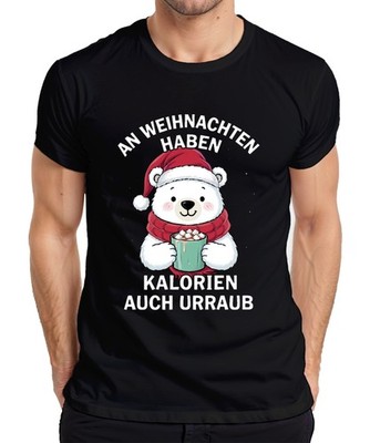Kalorien haben Urlaub Weihnachten Eisbär Kakao süß Geschenk Herren T-Shirt