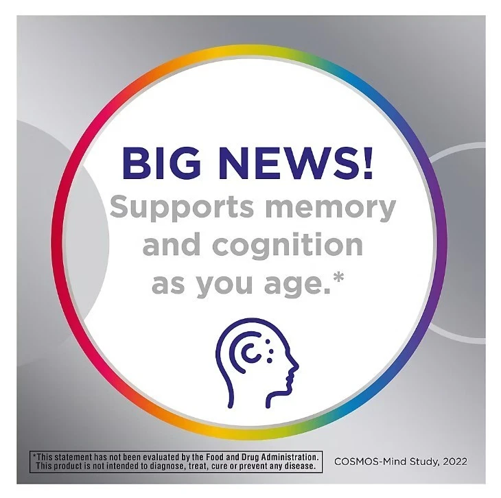 Centrum Silver men�s multivitamin, 275 tablets, with silver and blue design, brain graphic, and bold purple �BIG NEWS!� text.