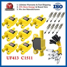 8 Ignition Coil+Spark Plug+Wire Pack UF413 For Cadillac Chevy Silverado 1500 GMC