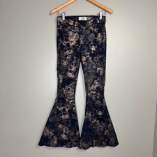 NWT We the Free People Inferno Metallic Flare Jeans Floral Low Rise size 26 Boho