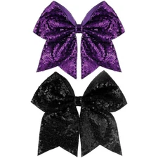 ZOLYCO 2 Pcs Large 7" Glitter Sequin Bow Clip Party Hair Accessories for Women G