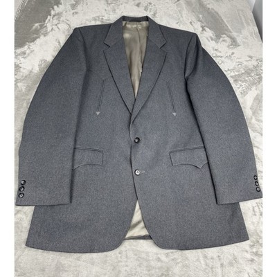 Vintage Circle S Gray Sport Coat Mens 44L Blazer Jacket Yoke Dallas Cowboy USA
