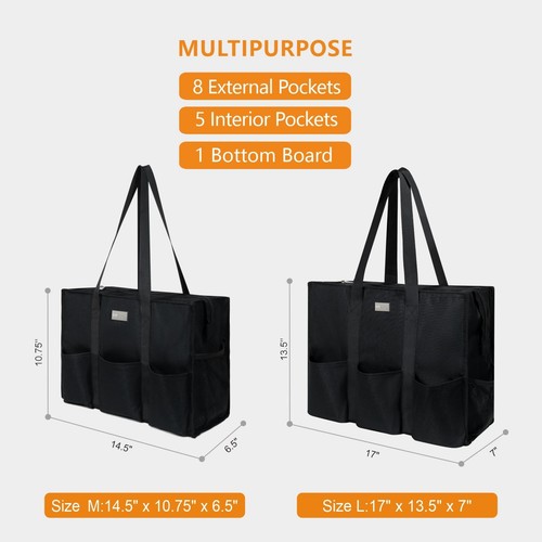 Utility Water Resistant Tote Bag with 13 Exterior & Interior Pockets, Top Zip... - Picture 2 of 6