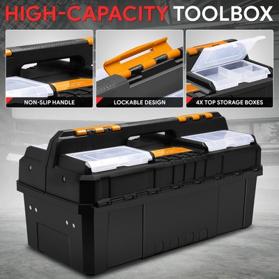 Portable 2-Layer Multi-Function Folding Plastic Tool Storage Box
