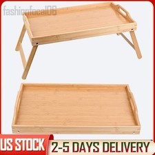 Bamboo Bed Tray Breakfast Serving Table Laptop Desk Table with Foldable Legs US