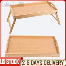 Bamboo Bed Tray Breakfast Serving Table Laptop Desk Table with Foldable Legs US