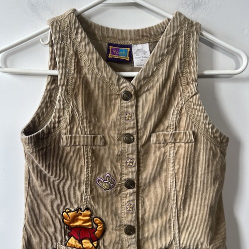 Pooh 100 Acre Collection Jumper Dress Girl’s Sz 10 Brown Corduroy Embroidered - Picture 11 of 12