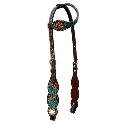 BE Bar H Equine American Leather Horse Saddle Tack One Ear Headstall Breast