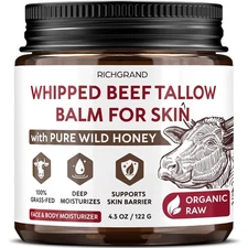 Beef Tallow for Skin – Whipped Tallow and Honey Balm with Grass-Fed Beef Tallo