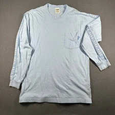 PINK Victorias Secret Shirt Womens Small Long Sleeve T-Shirt Light Blue Dog Logo